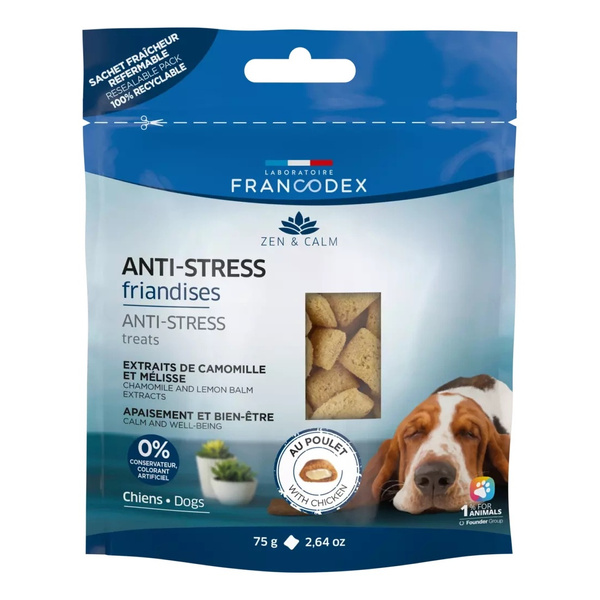 FRANCODEX Przysmak dla psa antystresowy, z kurczakiem, wyciąg z melisy 75 g