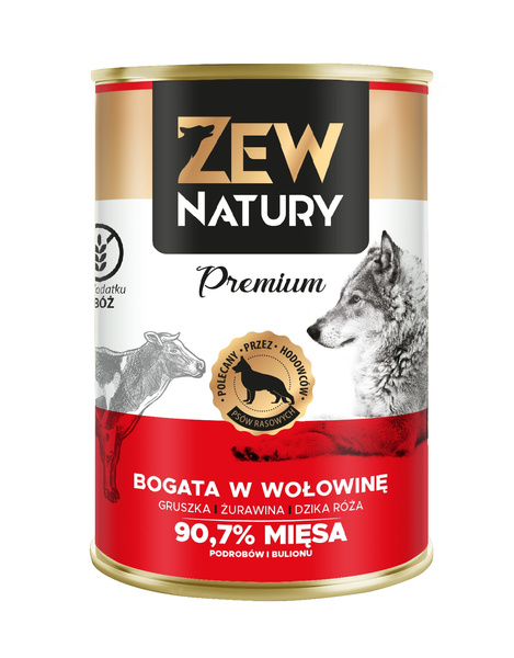 Mokra Karma dla Psa ZEW NATURY 400g Bogata w Wołowinę Dla Dorosłych Psów