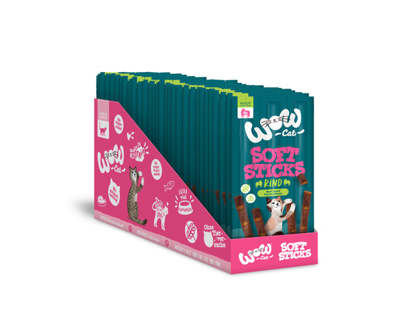 WOW CAT Soft Sticks Rind - miękkie przysmaki z wołowiną dla kota (6x5g)