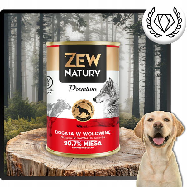 Mokra Karma dla Psa ZEW NATURY 400g Bogata w Wołowinę Dla Dorosłych Psów