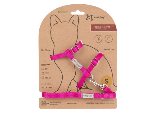 amiplay Szelki + smycz dla Kota Samba Cat S Różowy