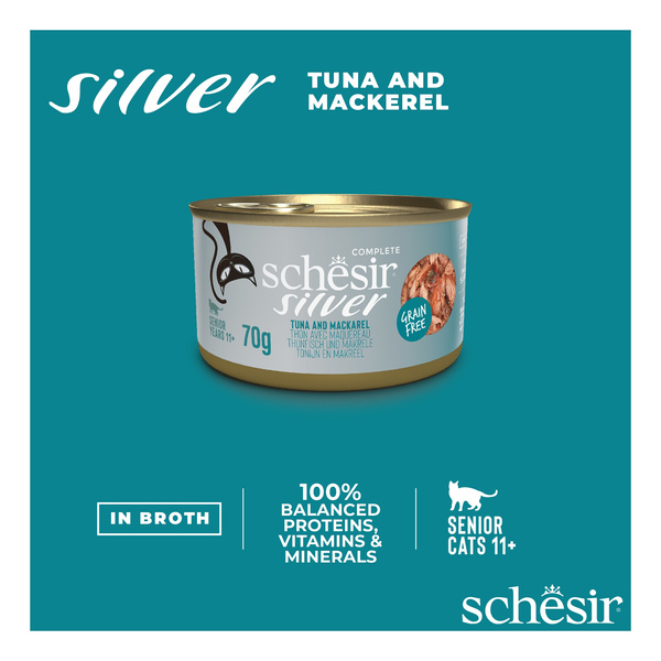 Schesir Silver karma mokra dla kota tuńczyk z makrelą 70 g