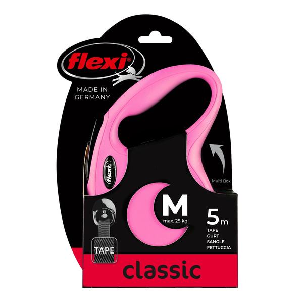 FLEXI Smycz automatyczna dla psa NEW CLASSIC M 5 m taśma różowa