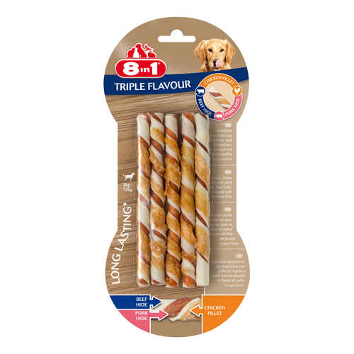 8in1 Przysmak dla psa pałeczki Triple Flavour Twisted Sticks 10 szt.