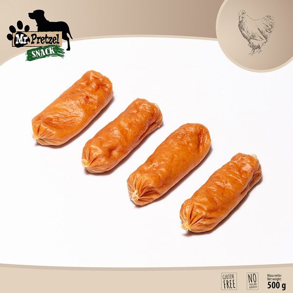 PRZYSMAK DLA PSA - Kiełbaski z kurczakiem Mr.Pretzel 500g ZDROWE PREMIUM