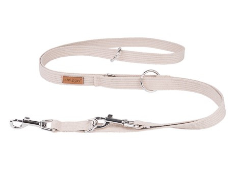 amiplay Smycz regulowana 6in1 Cotton S 100-200x1,5cm Beżowy