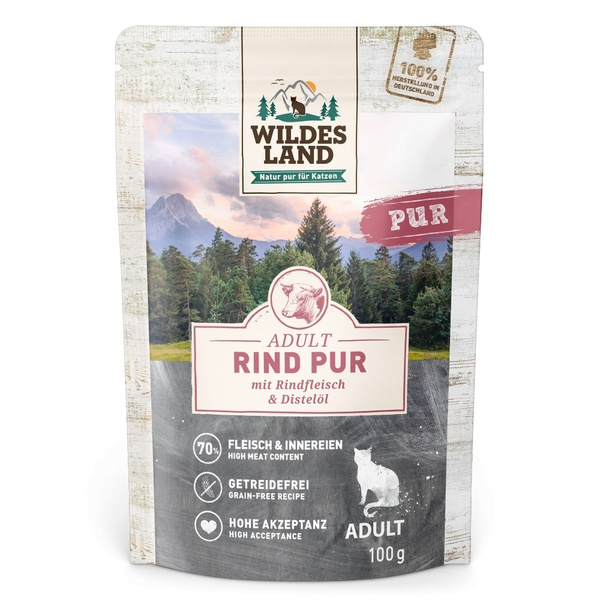WILDES LAND CAT Pur Rind - wołowina z olejem z krokosza (100g)