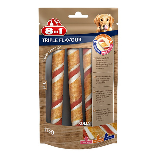 8in1 Przysmak mięsny rolady TRIPLE FLAVOUR rolls 113 g