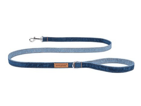 amiplay Smycz dla psa Jeans Denim M 140x1,5cm Granatowy