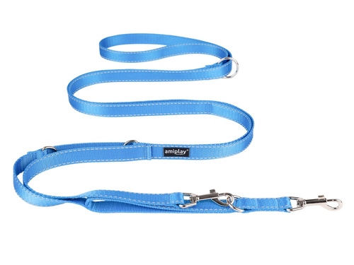 amiplay Smycz regulowana 8in1 Reflective XL 200-400x2,5cm Niebieski