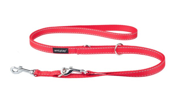 amiplay Smycz regulowana 6in1 Reflective XL 100-200x2,5cm Czerwony