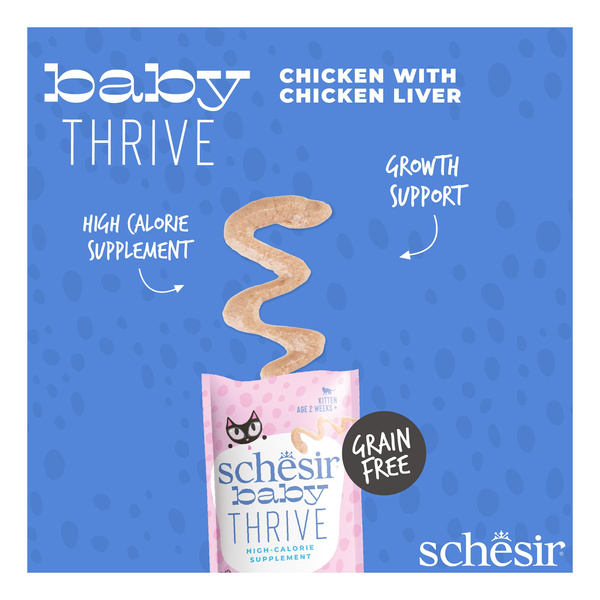 Schesir Baby Thrive multipack karma mokra dla kociąt kurczak z wątróbką 20x8 g wysokokaloryczna