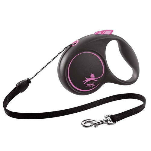FLEXI Smycz automatyczna Black Design M linka 5m/ 20kg różowy