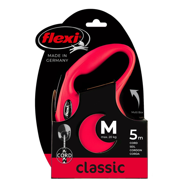 FLEXI Smycz automatyczna dla psa NEW CLASSIC linka M 5m czerwona