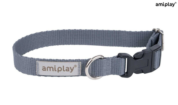 amiplay Obroża SAMBA regulowana L 35-50x2,5cm Szary