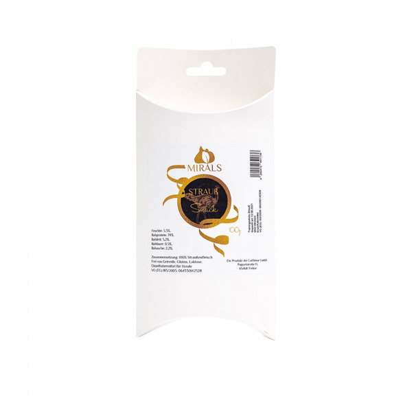 MIRALS Strauss Snack- przysmaki treningowe z mięsa strusia (100g)