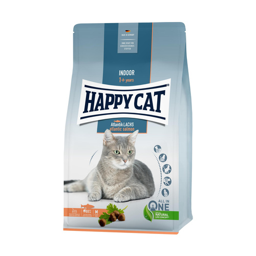 Happy Cat Indoor sucha karma dla kotów niewychodzących Łosoś 1,3kg