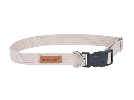 amiplay Obroża regulowana Cotton M 35-50x2cm Beżowy