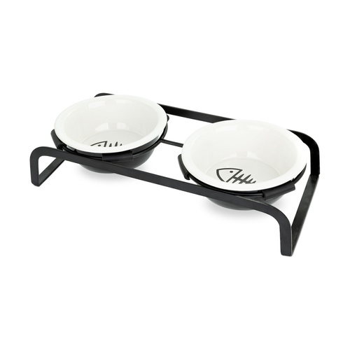 Barry King Zestaw 2 misek, dla kota, na stojaku metalowym, cermiczne, 12cm