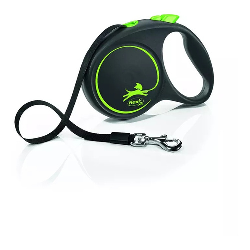 FLEXI Smycz automatyczna dla psa Black Design L taśma 5 m kol. zielony