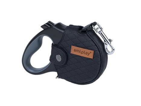 amiplay Smycz automatyczna infini z obudową New York XL 5m-50kg Czarny
