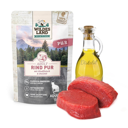 WILDES LAND CAT Pur Rind - wołowina z olejem z krokosza (100g)