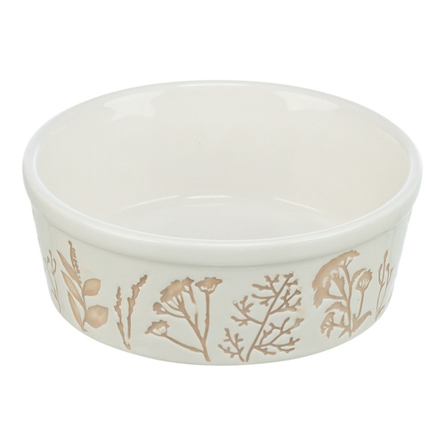 Trixie Miska, dla psa, ceramiczna, motyw roślinny, biała/taupe, 1,2 l/20 cm