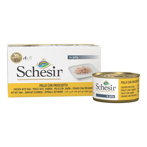 Schesir Karma mokra multipack dla psa kurczak z szynką w galarecie 4x85 g