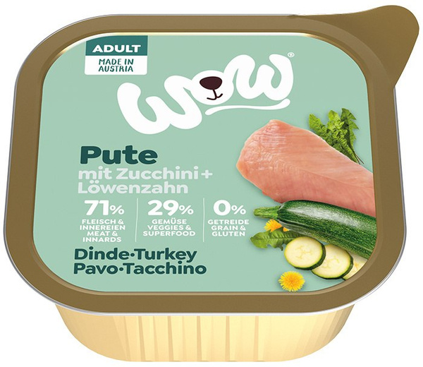 WOW Pute - indyk z cukinią i mniszkiem lekarskim (11 szt. x 150g)