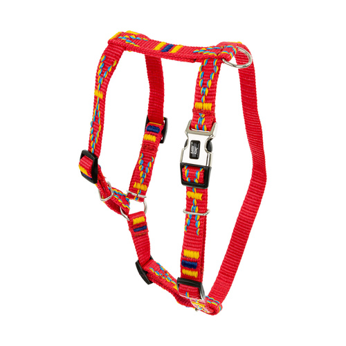 Barry King Szelki dla psa, wzór etniczny, taśma polipropylenowa, 16mm/30-60cm czerwone