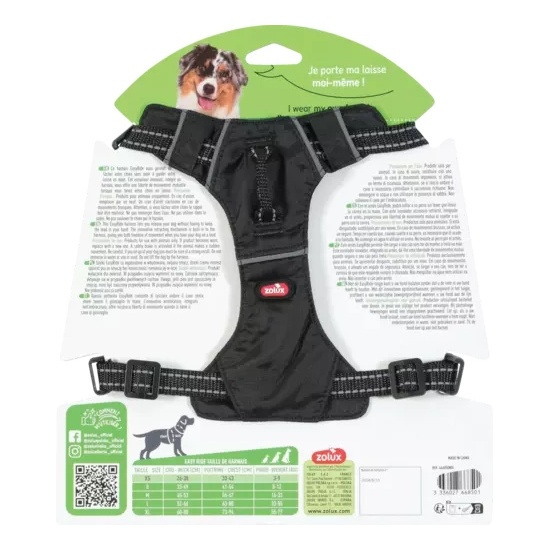 ZOLUX Szelki dla psa ze smyczą automatyczną Easyride XS czarne