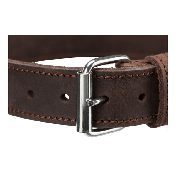 Trixie Obroża Rustic z grubej skóry, M-L: 42-48 cm/25 mm, ciemnobrązowa