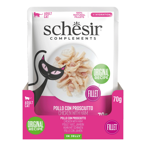 Schesir Complements karma mokra dla kotów kurczak z szynką w galarecie 70 g