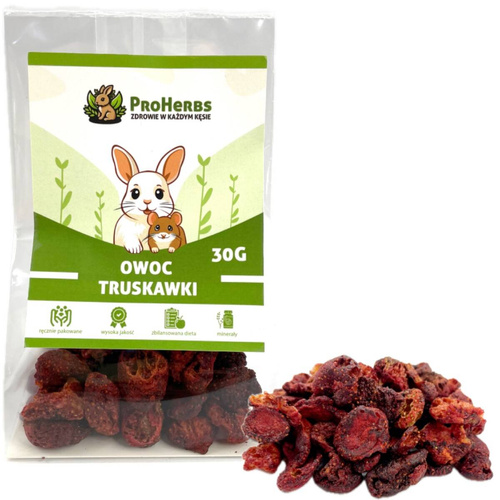 ProHerbs Owoc truskawki przysmak dla gryzoni królika 30g