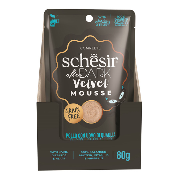 Schesir After Dark Velvet Mousse karma mokra dla kota kurczak z jajkami przepiórczymi 80 g
