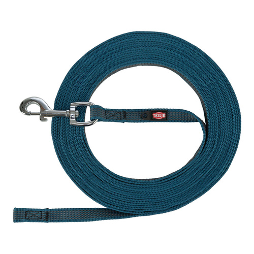 Trixie Smycz treningowa, dla psa, taśma, gumowana, petrol, L-XL: 15 m/17 mm