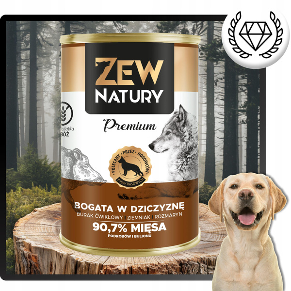 Mokra Karma Dla Psa ZEW NATURY 400g Bogata w Dziczyznę Dla Dorosłych Psów