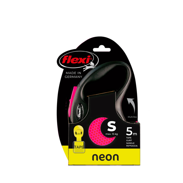 FLEXI Smycz automatyczna dla psa New Neon S taśma 5 m kol. różowy
