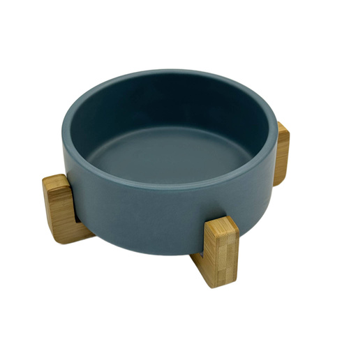 Mr. Pretzel miska ceramiczna dla psa na drewnianej podstawie 16cm