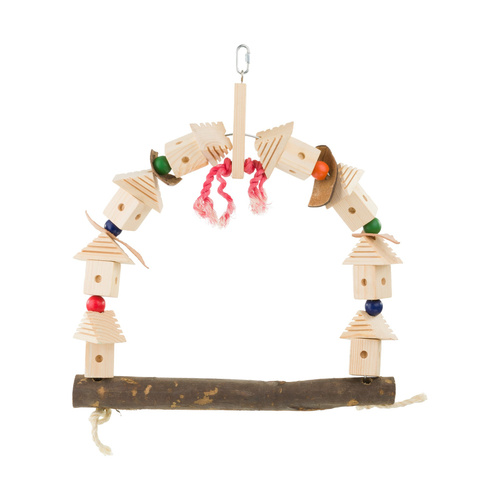 Panama Pet Huśtawka, dla ptaków, drewniana, 41 x 41 cm, z bawełnianym sznurkiem