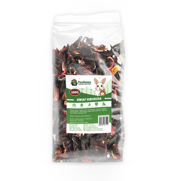 ProHerbs Kwiat hibiskusa 100g - odporność, zdrowie i piękna sierść!