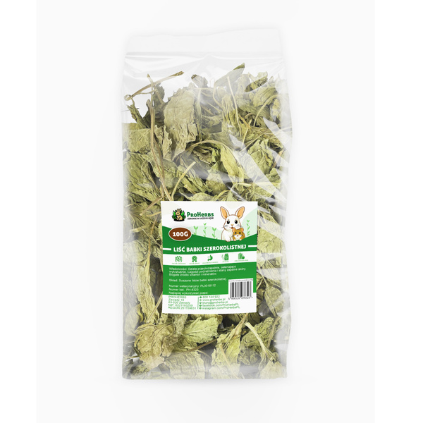 ProHerbs Liść babki szerokolistnej 100g - trawienie, odporność, skóra!