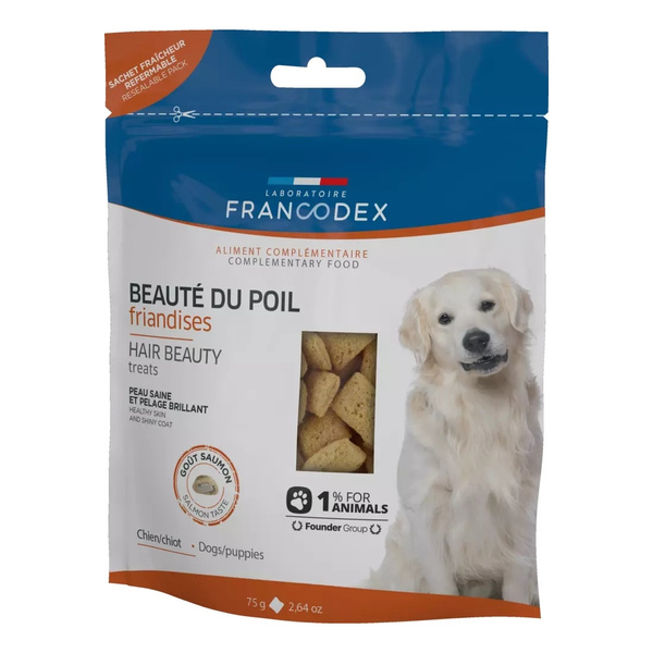 Francodex Przysmak dla psa - piękna sierść smak łososia 75 g