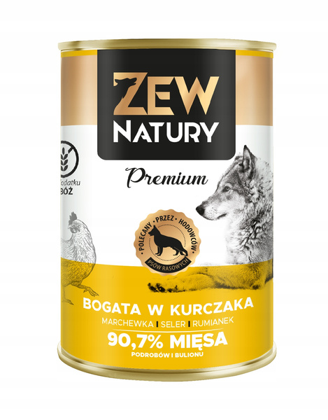 Mokra Karma Dla Psa Bogata w Kurczaka Puszka 400g Zew Natury PREMIUM