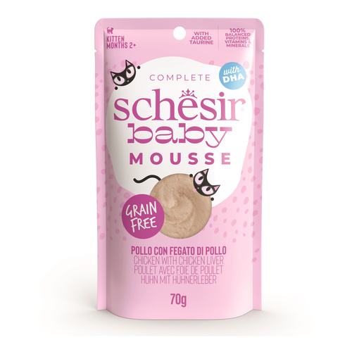 Schesir Baby Mousse karma mokra dla kociąt kurczak z wątróbką 70 g