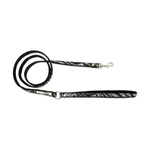 Barry King Smycz dla psa, Equilibre, Czarna Zebra, skórzana nikiel, 13mm/120cm