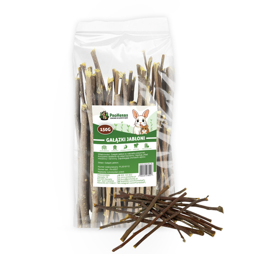 ProHerbs Gałązki Jabłoni 150g  - Naturalnych Przysmaków dla Gryzoni
