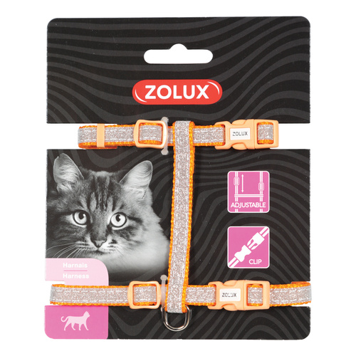 Zolux Szelki dla kota nylonowe regulowane SHINY kol. pomarańczowy