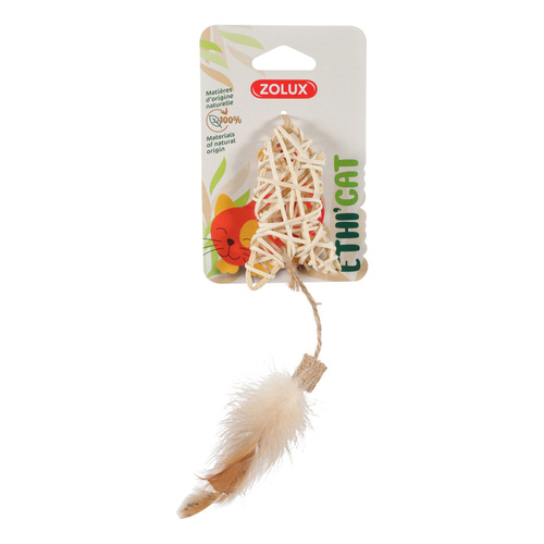 ZOLUX Zabawka dla kota ryba z rattanu i piórka ETHICAT 23,8 cm