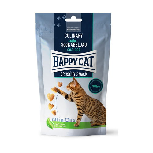 Happy Cat Crunchy Snack Sea Cod, przysmak, dla kotów, dorsz i groszek, 70g